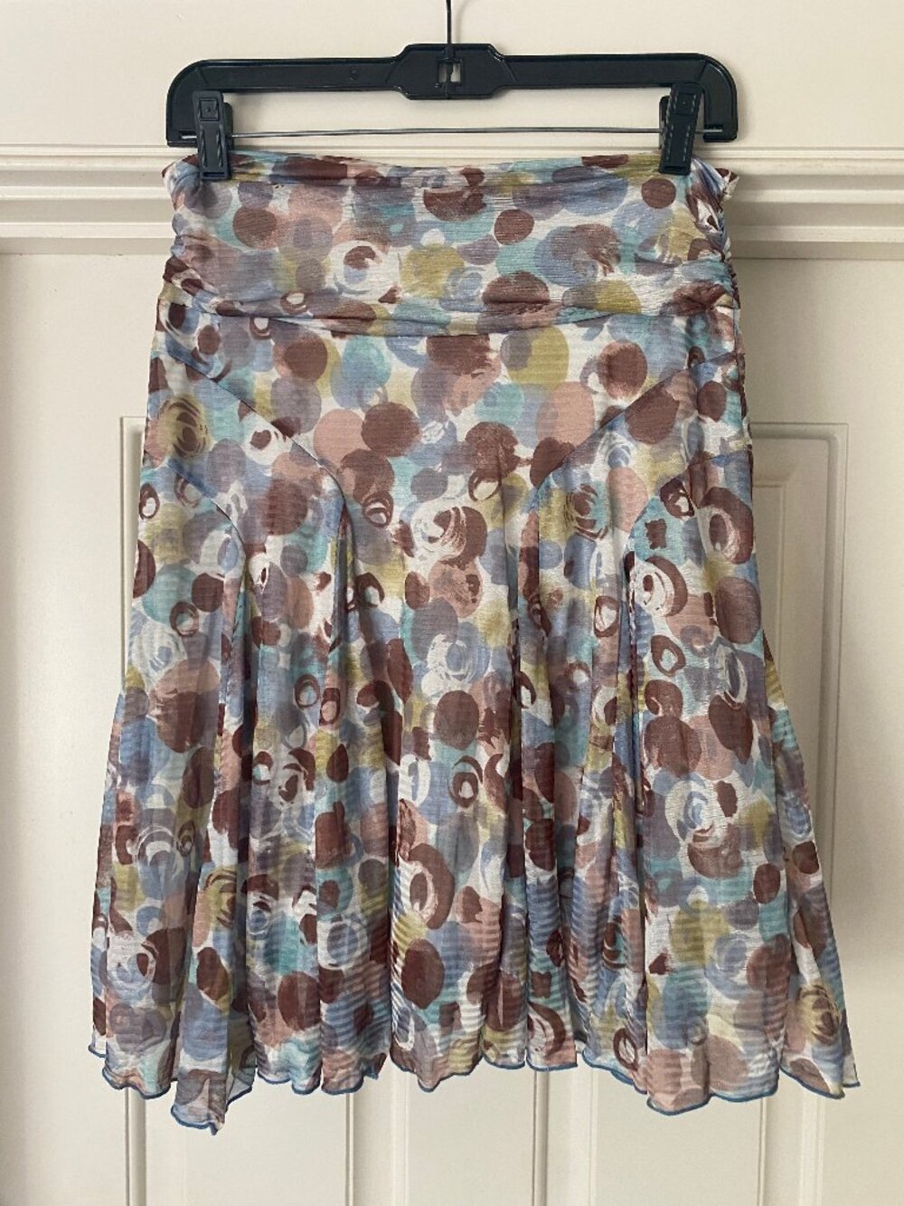 KOOKAÏ vintage midi flowy blue brown printed skirt